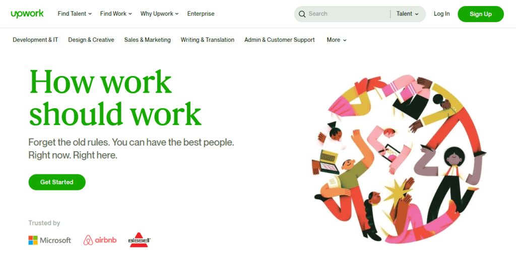 A screenshot of the Upwork website home page.